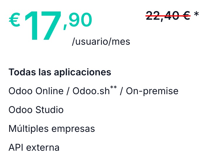 1 Licencia Enterprise ODOO (mensual)