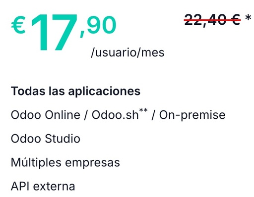 1 Licencia Enterprise ODOO (mensual)